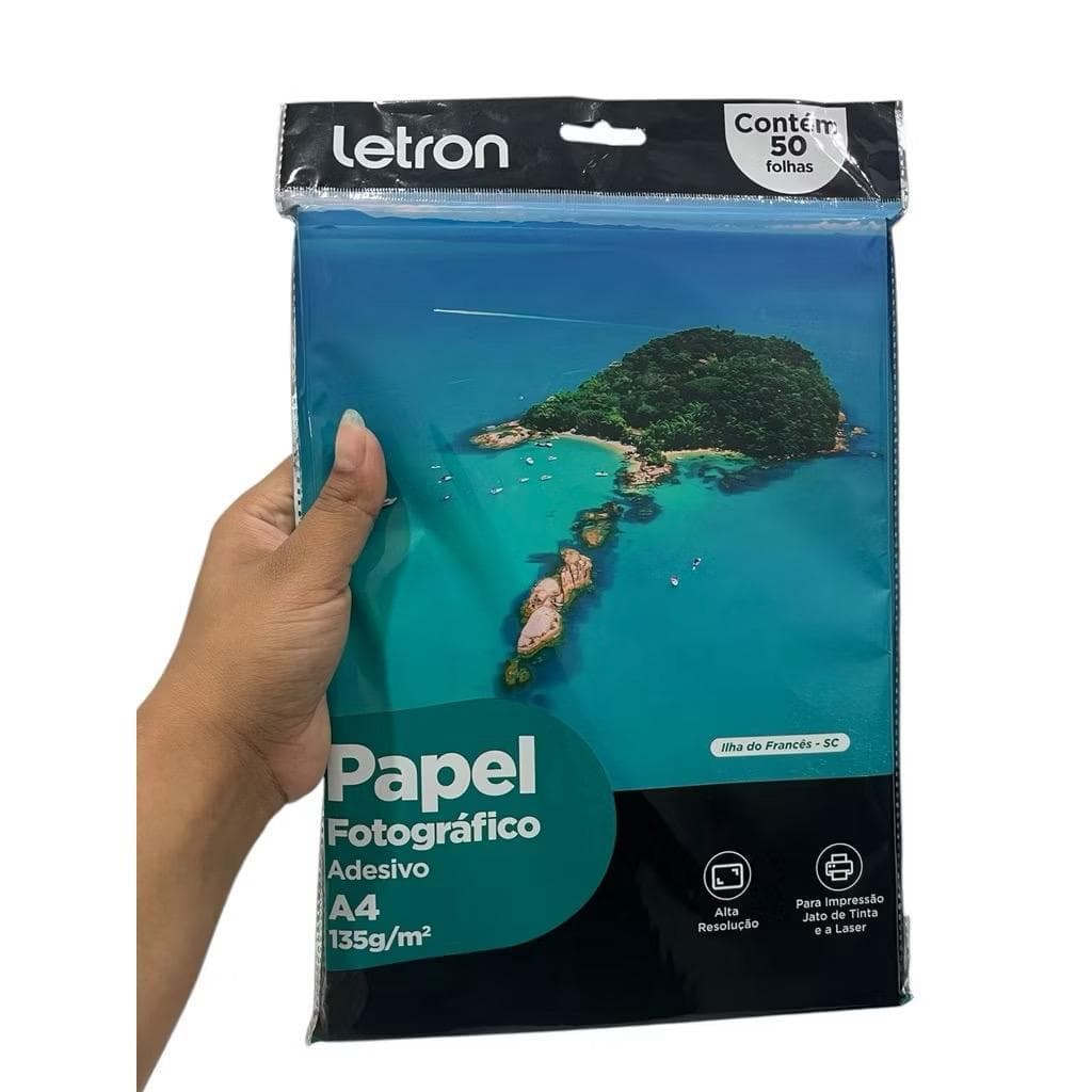 Papel Fotográfico Adesivo Folha A4 50 Unidades Letron