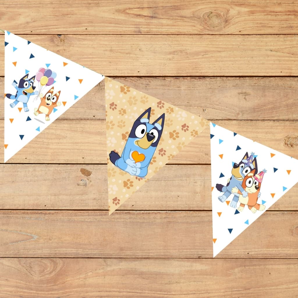 12 Bandeirola para Festas BLUEY E BINGO /BANDEIRAS para Festa de Aniversário - Bandeirinha Mesversário