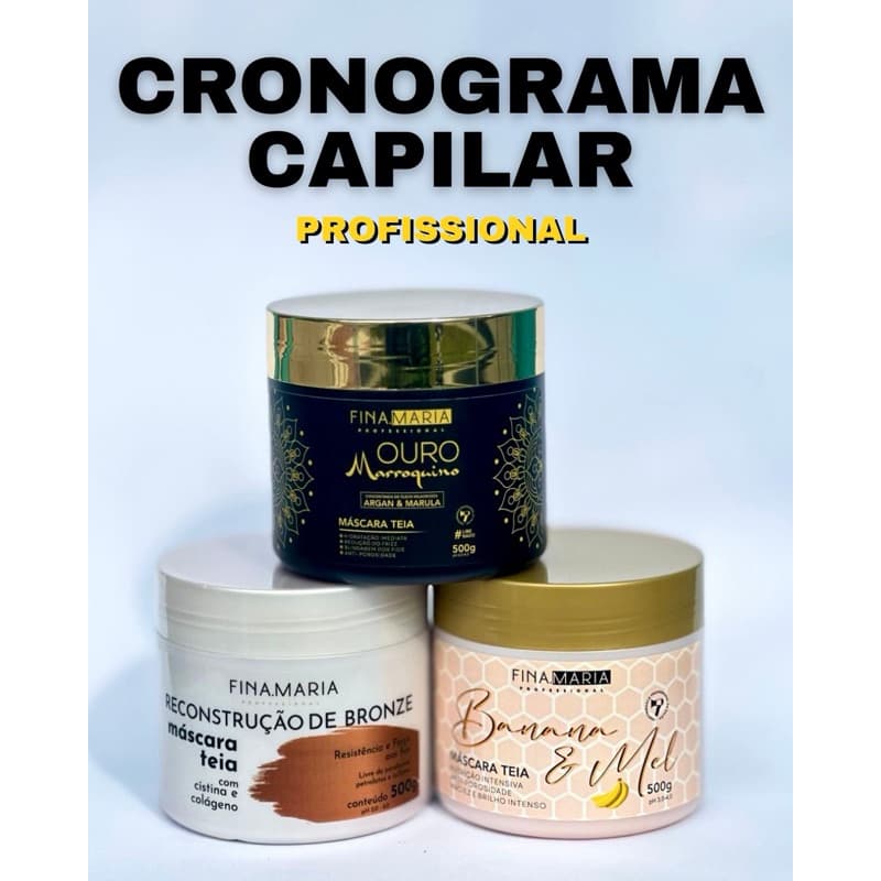 COMBO CRONOGRAMA CAPILAR PROFISSIONAL 1.5KG (3X500G) - FINA MARIA PROFESSIONAL