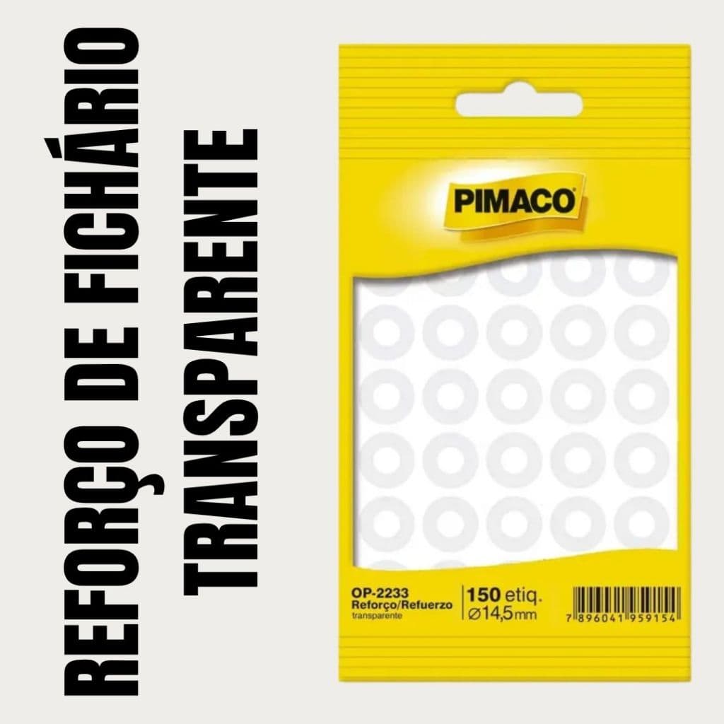 Reforço de fichário transparente autoadesivo c/150 unidades Pimaco OP2233