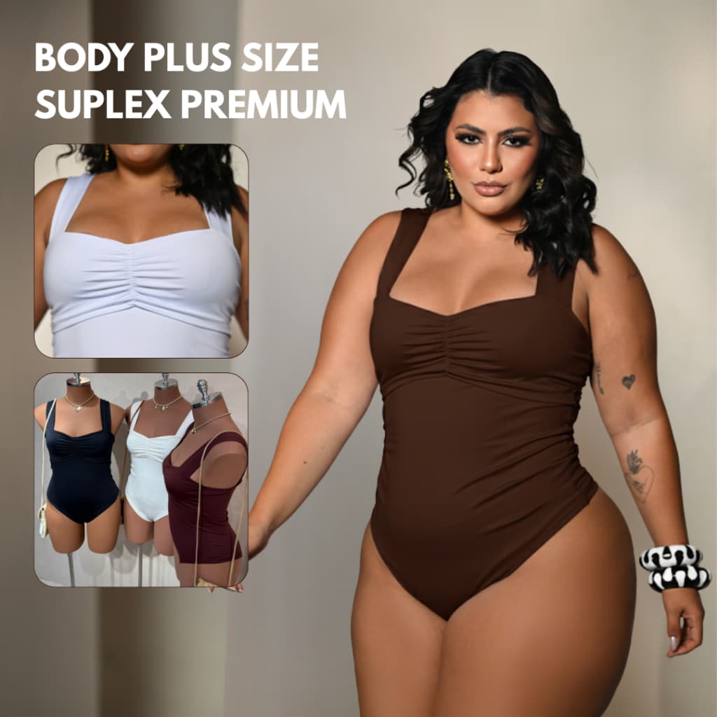 Body Feminino Plus Size Premium Forrado Zero Transparência Modelador Acinturado Elegante G1 G2
