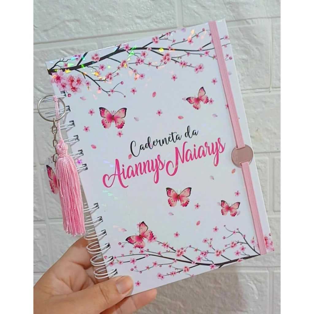 CADERNETA DE VACINA PERSONALIZADA BORBOLETA ROSA