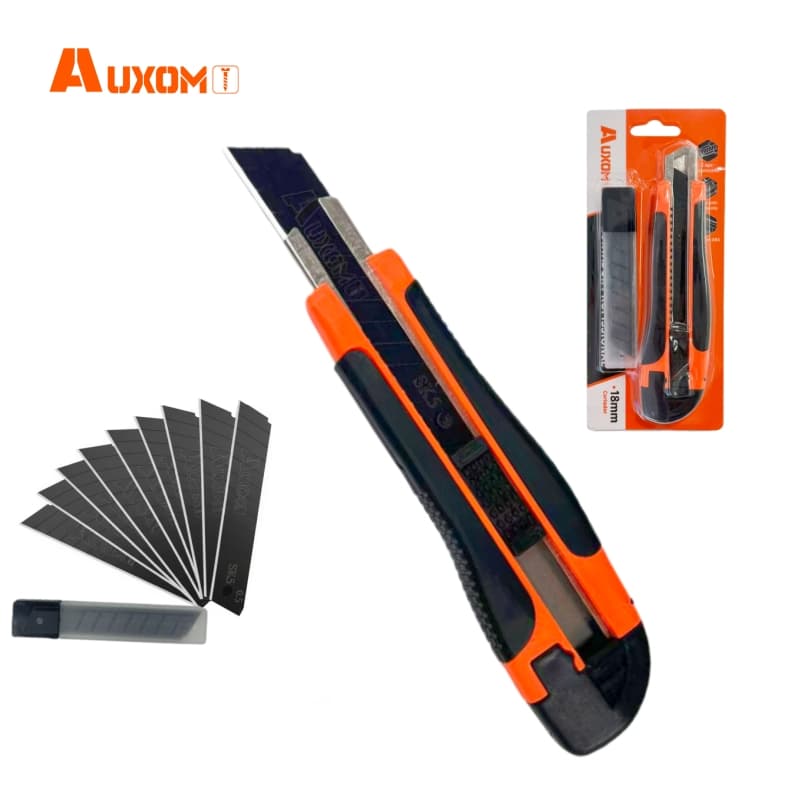 AUXOM Estilete Profissional Emborrachado Com Trava 18mm