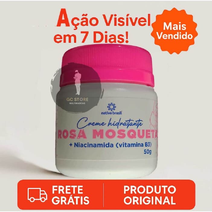 Kit 2 Creme Rosa Mosqueta Hidratante com Niacinamida Hidrata Uniformiza Pele Melasma Clareia Manchas