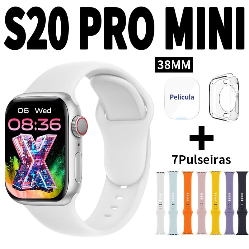 【Sete pulseiras】 Smartwatch S20 PRO MINI Watch Pro Série 10 Bluetooth Relógio inteligente Cardíaca Monitoramento NFC GPS