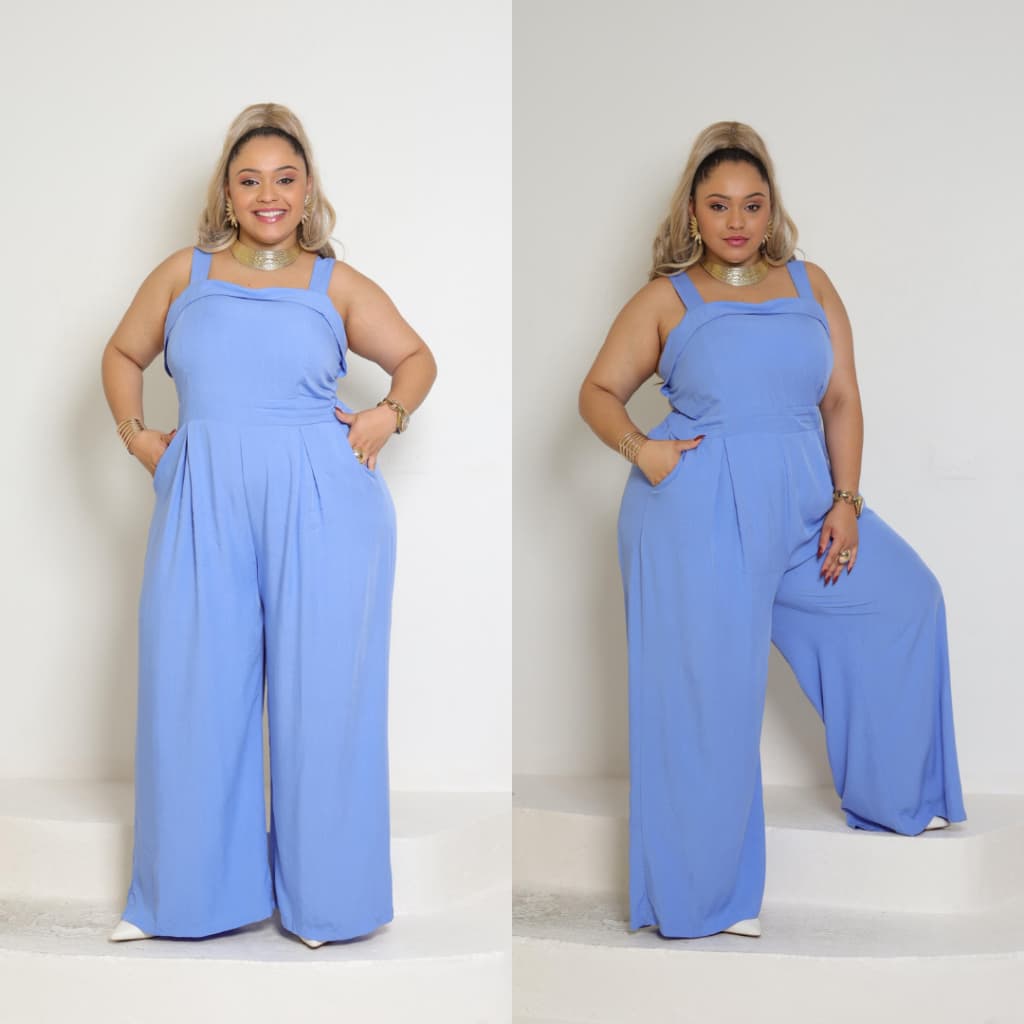Macacão Feminino Elegante Plus Size Alça Descotado