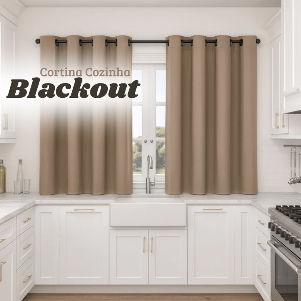 Cortina Cozinha Blackout - 2,20x1,40 ou 2,20x1,20 Bloqueia 100% Da Luz