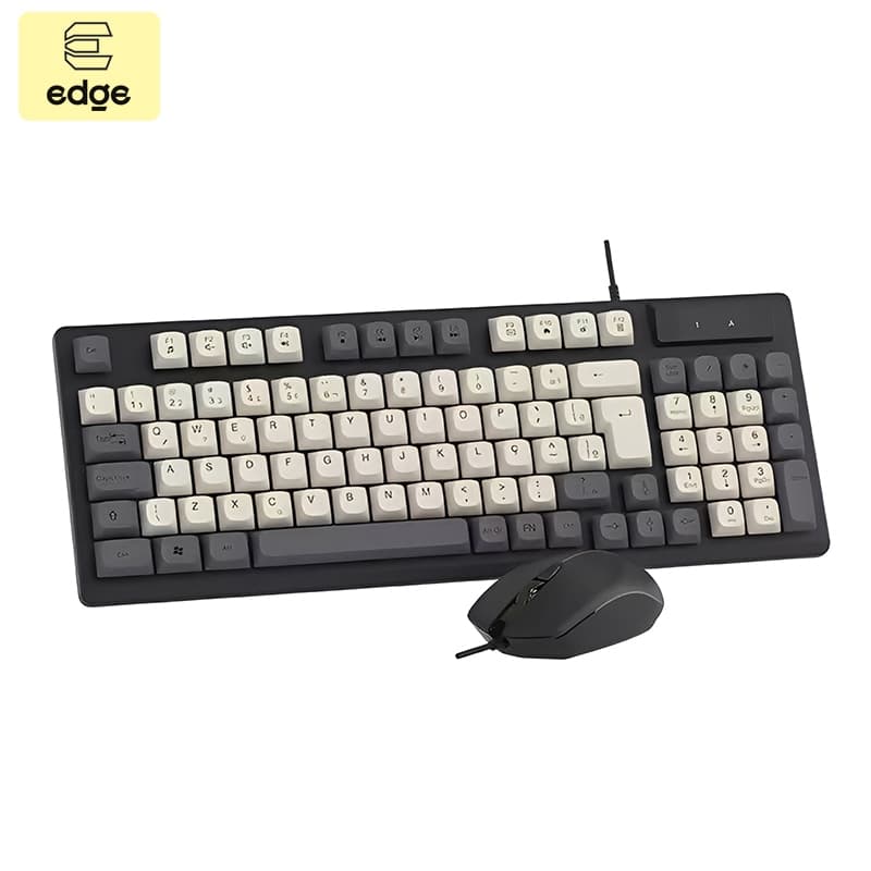 Kit de teclado e mouse com fio para escritório e jogos, teclado com sensação mecânica
