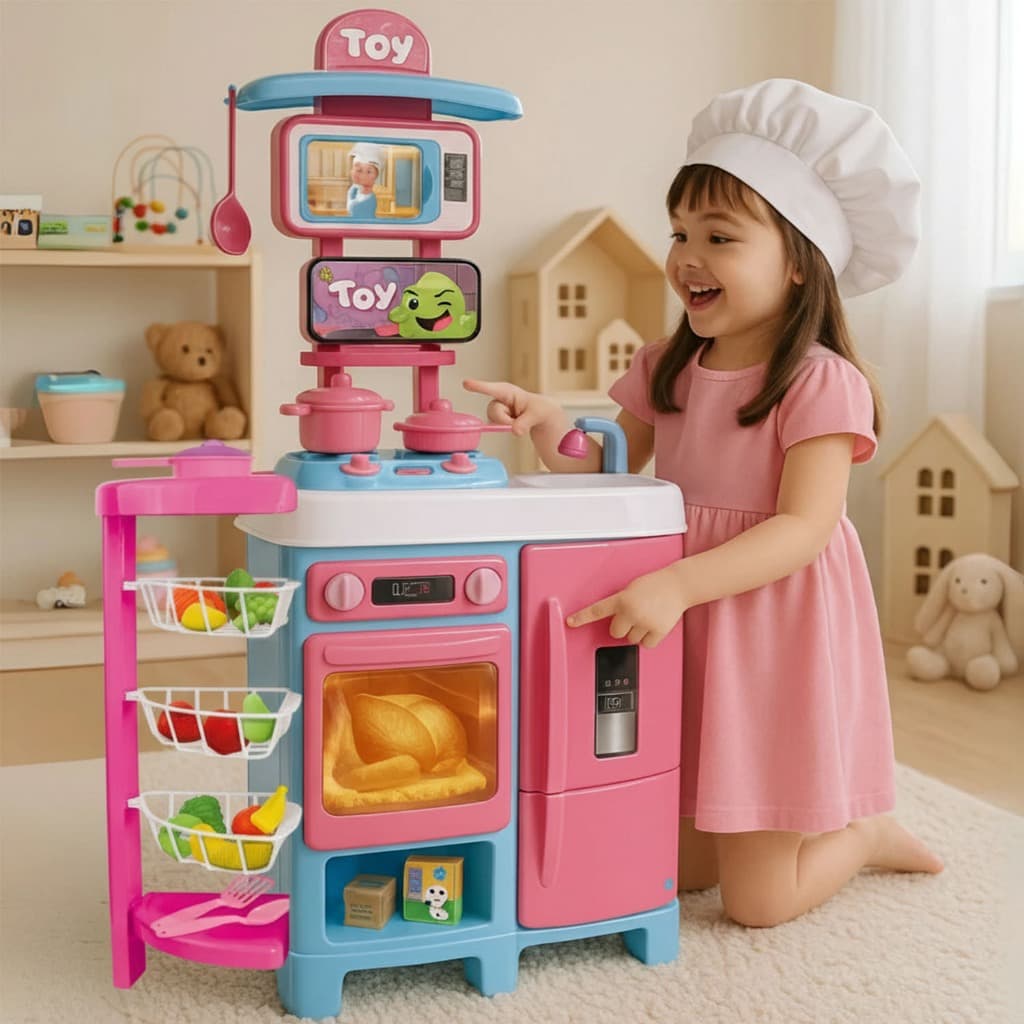 Mega Cozinha Infantil Completa 92cm C/ Acessórios Geladeira Forno Fruteira