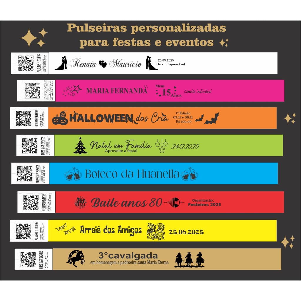 Kit 500 Pulseiras festas identificação personalizadas casamento aniversários eventos baladas bar