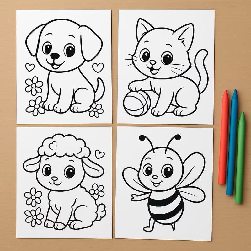 300 Desenhos para Colorir Animais Infantil Educativas Crianças Pintura Safari Fazenda Zoológico