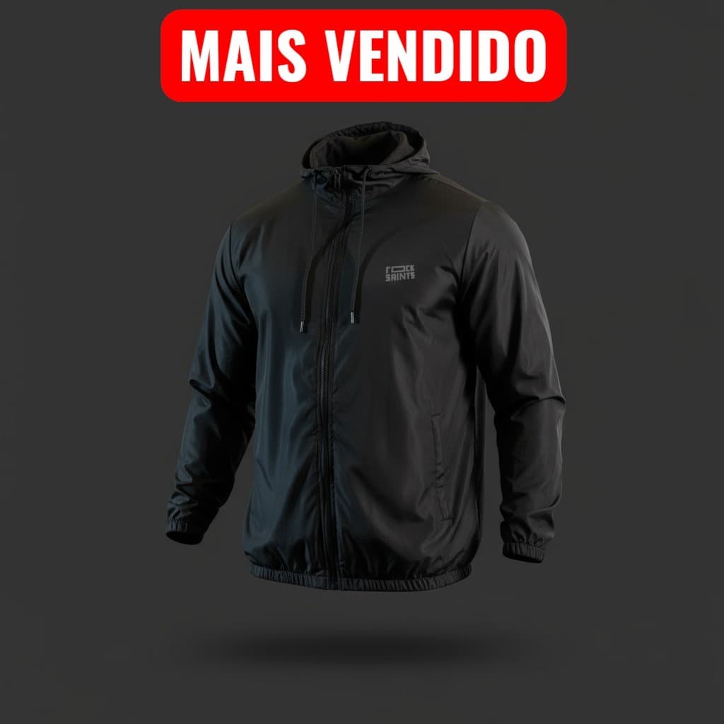 Corta Vento Masculina Impermeável Semi Forrada PRETO Rock Saints