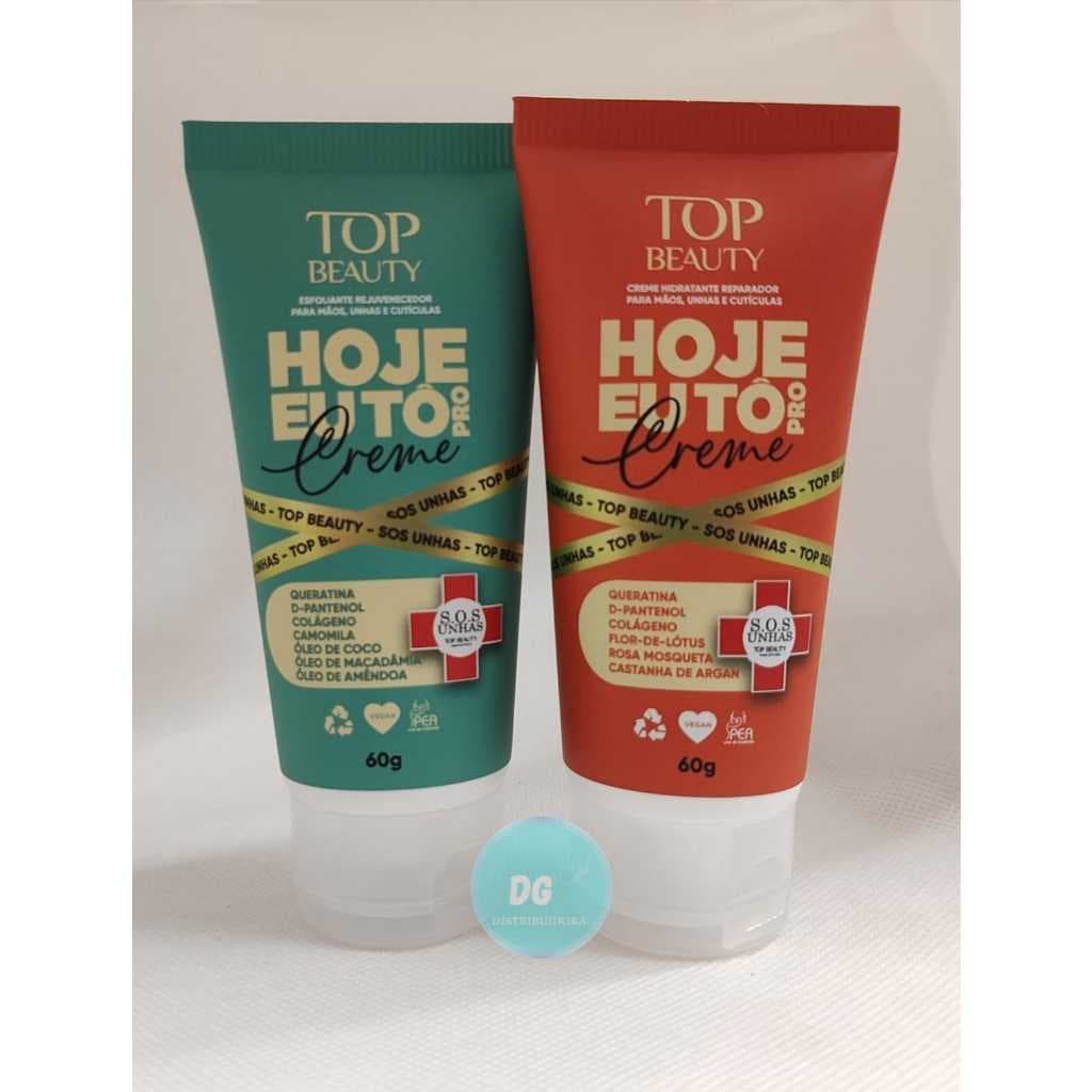 Kit Hoje Eu Tô pro Creme - Esfoliante + Creme Hidratante para Mãos Sos Unhas Top Beauty