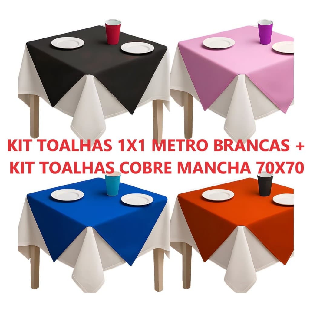 Kit Toalhas de mesa festa TNT 1x1m + 10 Cobre Mancha 70x70cm Para Decoração De Festas casamentos