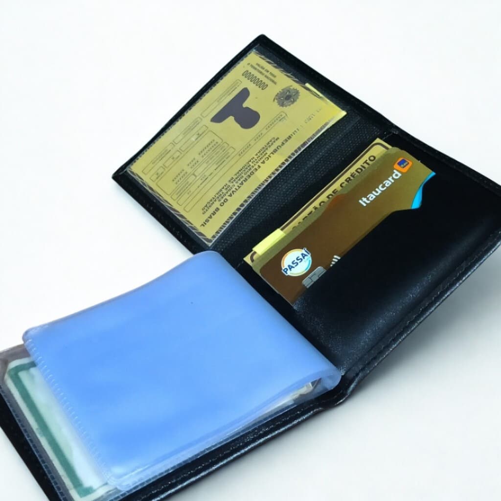Carteira Masculina em L Sintética Compacta Cartões CNH Cédulas Moedas - Envio Imediato