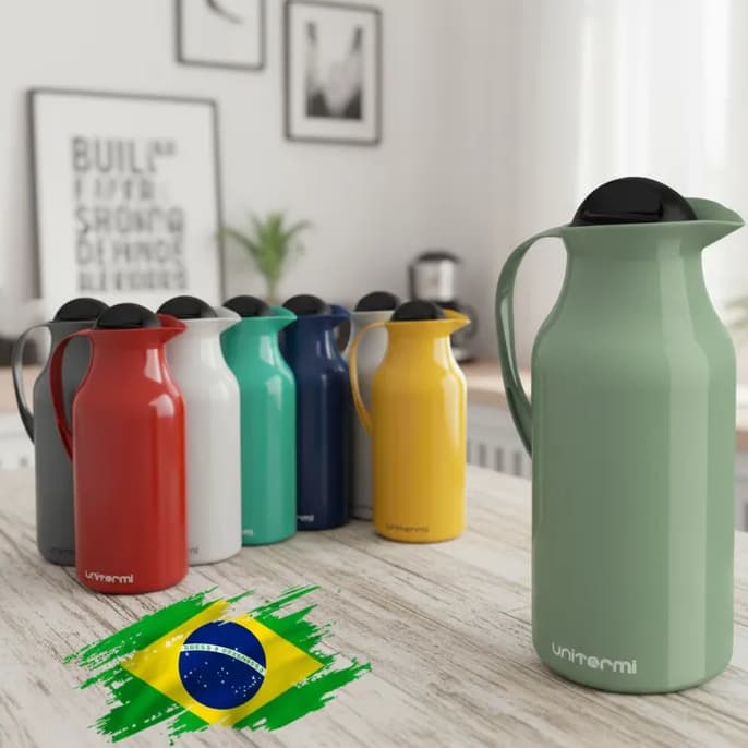Garrafa Térmica De Café Chá Leite Quente Água Siena Unitermi 1 Litro Vermelha Verde Preta Branca Amarela Azul cozinha