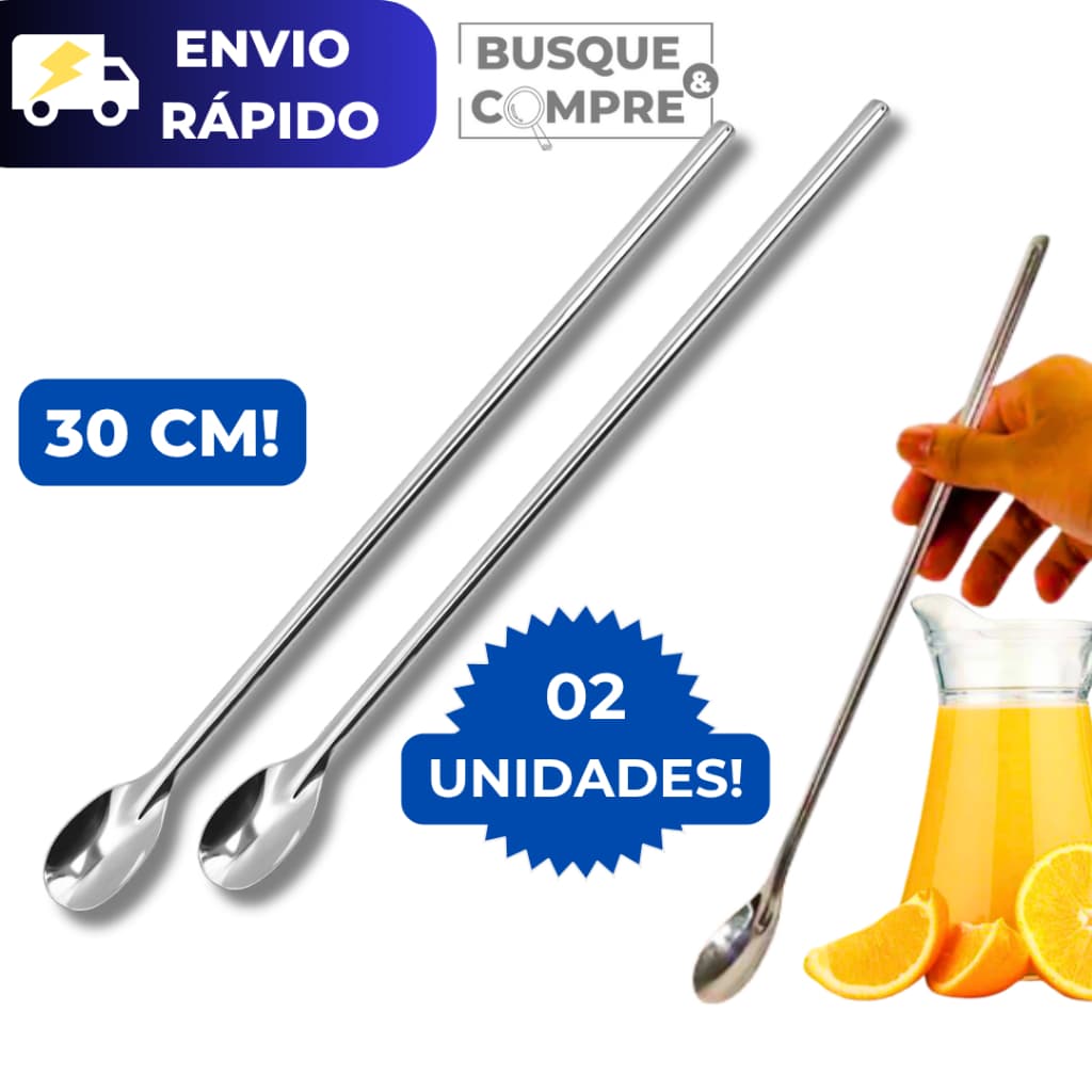 2 Colheres Grandes de 30cm para Sucos, Drinks e Milkshakes