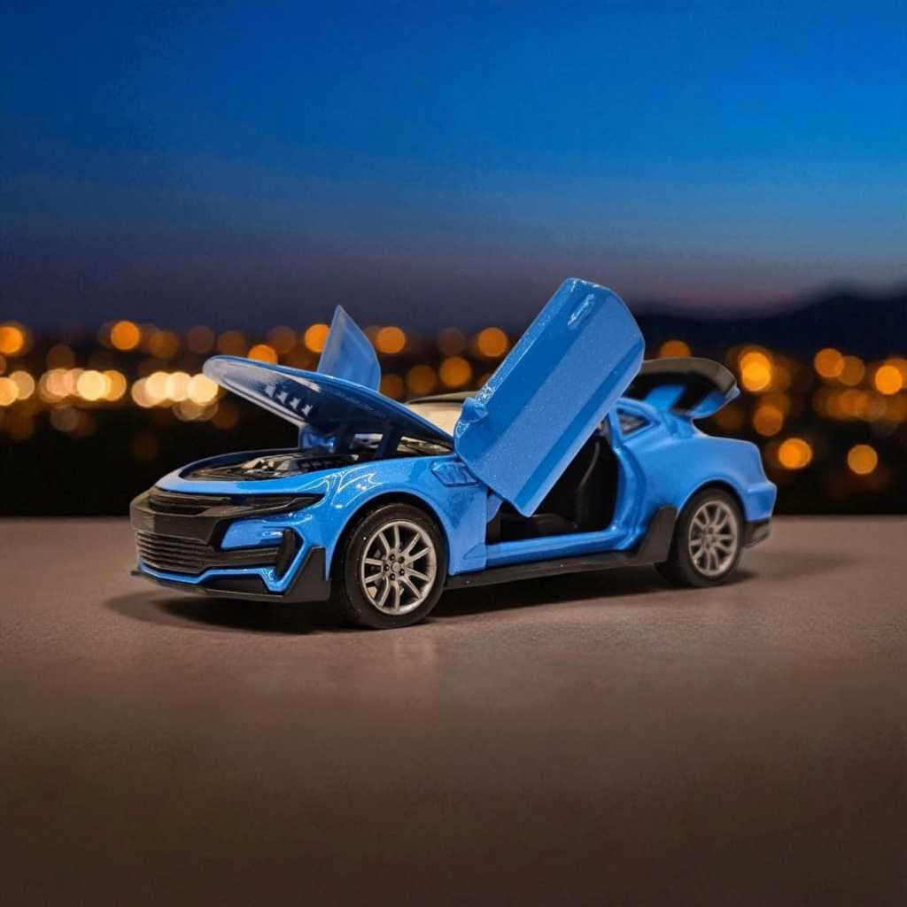 Camaro Azul Carrinho Colecionável em Metal Modelo Camaro Com Portas Que Abrem