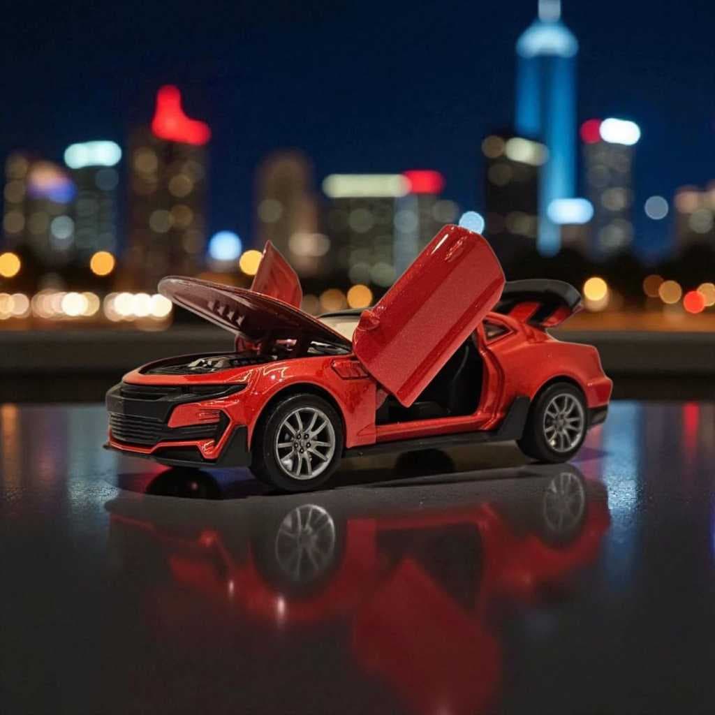 Carrinho de Ferro Camaro Coleção Miniatura  Com Portas Que Abrem de Alta Qualidade