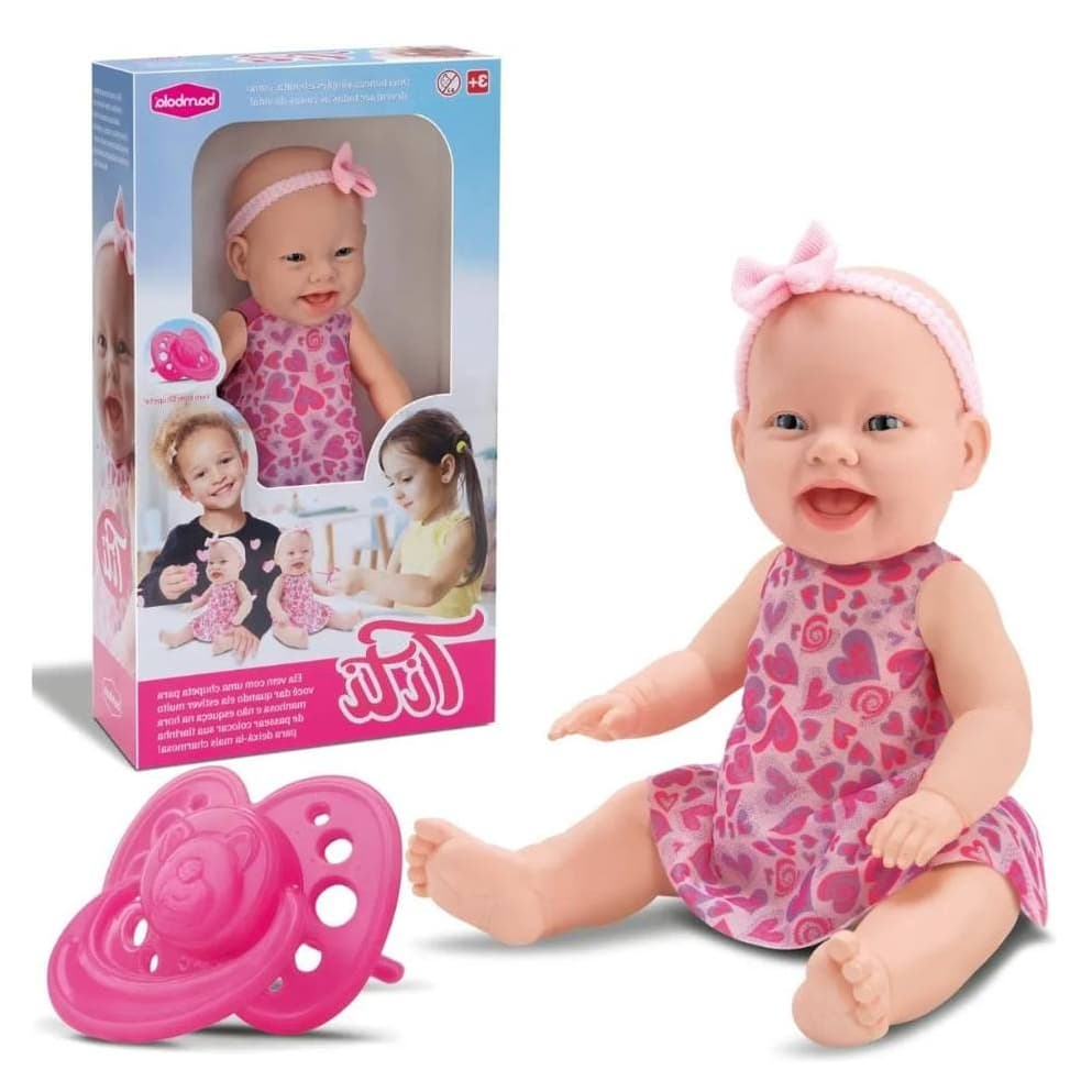 Boneca Titi Bebê Menina Com Roupinha Lacinho E Chupeta - Bambola -