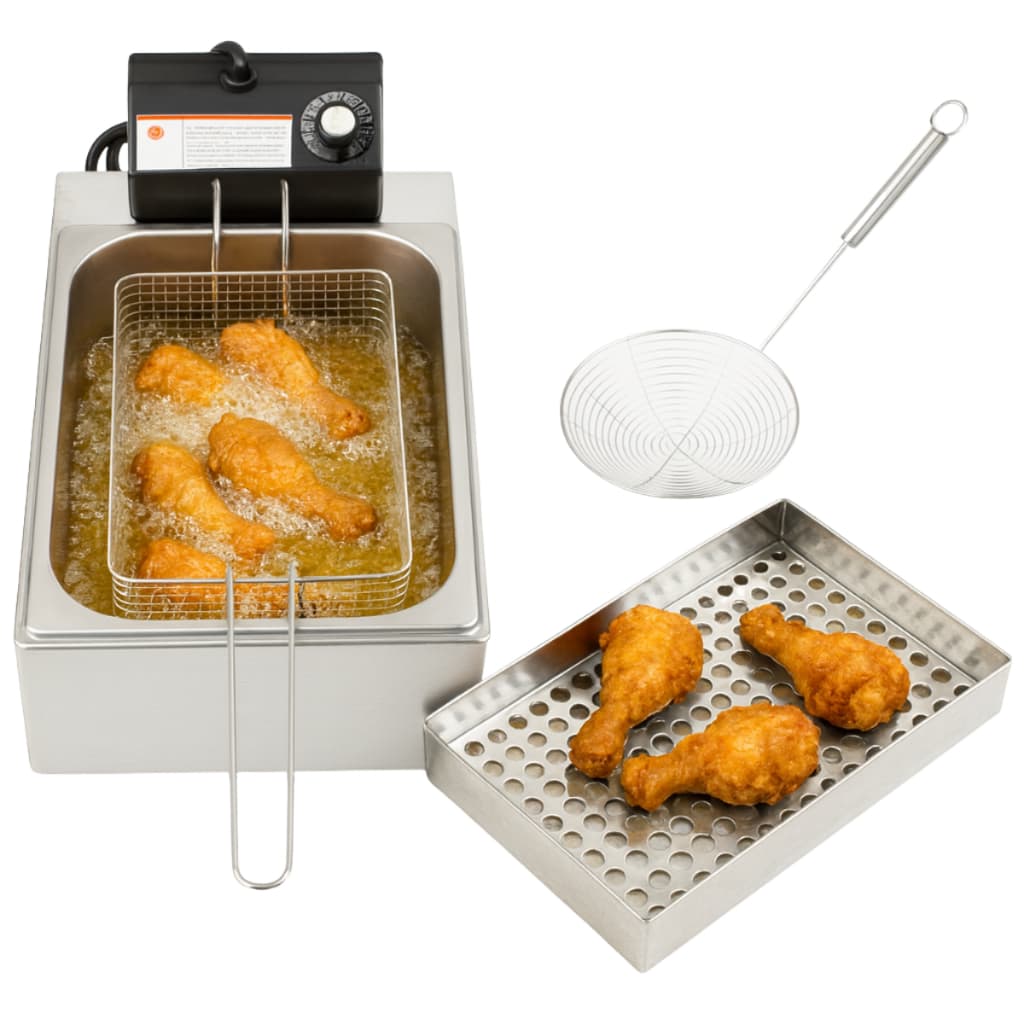 Cuba Fritadeira 5 Litros com Escorredor e Escumadeira Inox Elétrica