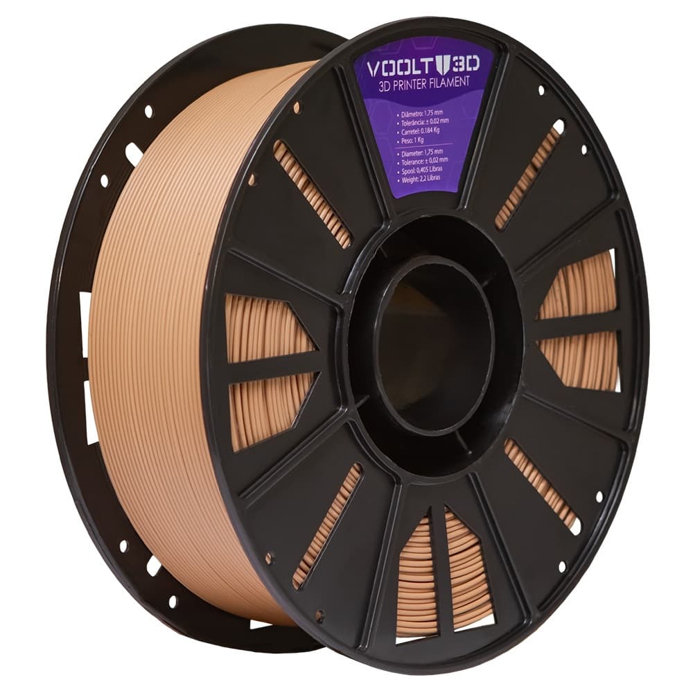 Filamento PLA Marrom Cappuccino Velvet 1Kg 1,75mm Efeito Aveludado Impressora 3D FDM Voolt3D Oficial