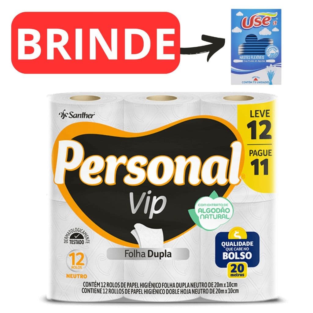 Papel Higiênico Personal Folha Dupla Neutro 20m C/12 Rolos