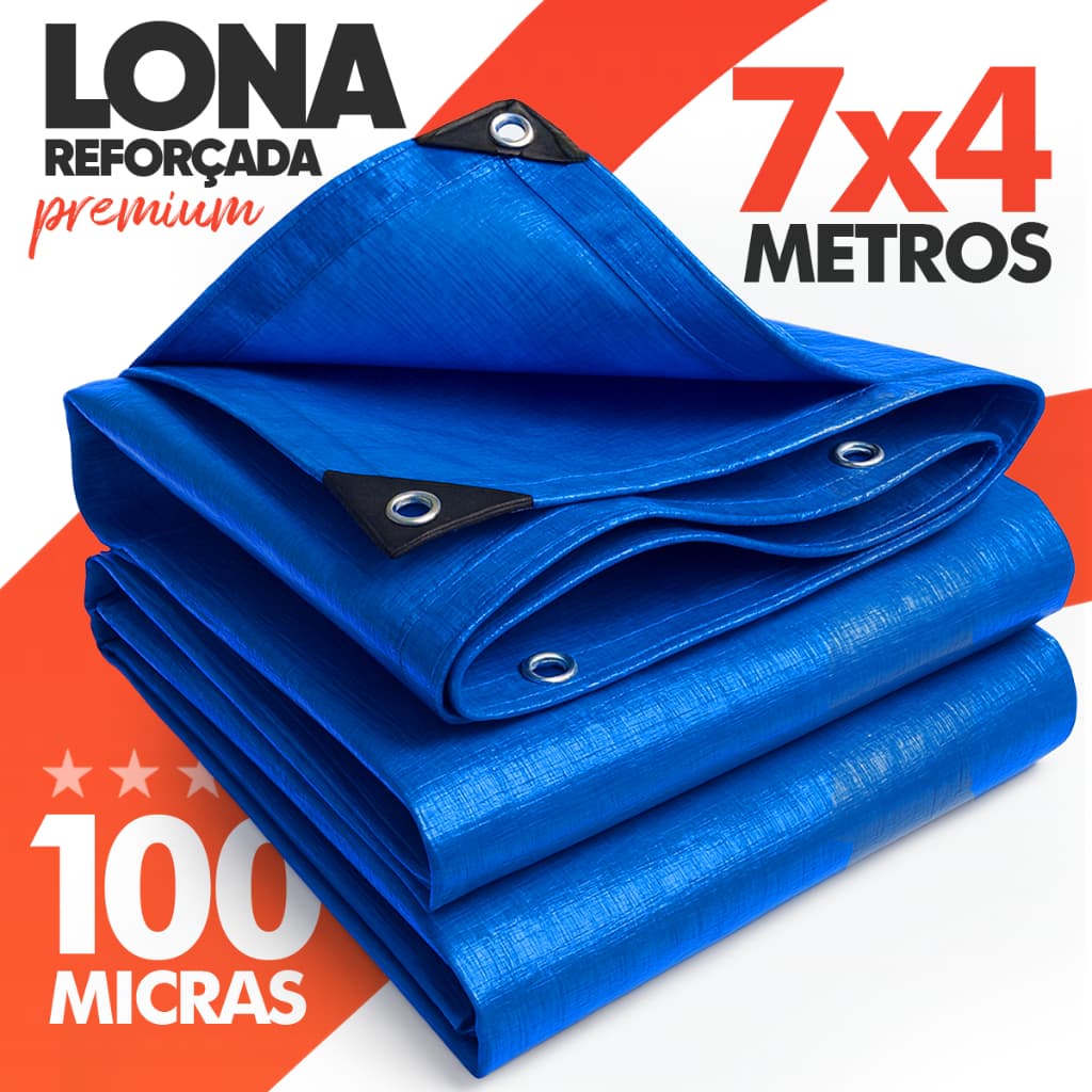 Lona 7x4 Plástica Reforçada Piscina Agricultura Pesca Carreta Construção Impermeável 4x7 Com Ilhós