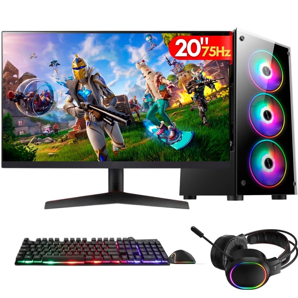 PC Gamer 2Eletro Player, Intel Core i5,16GB, GT 4GB, 256GB,500W,LED 20",Kit Gamer - PG2E-LED1000PL