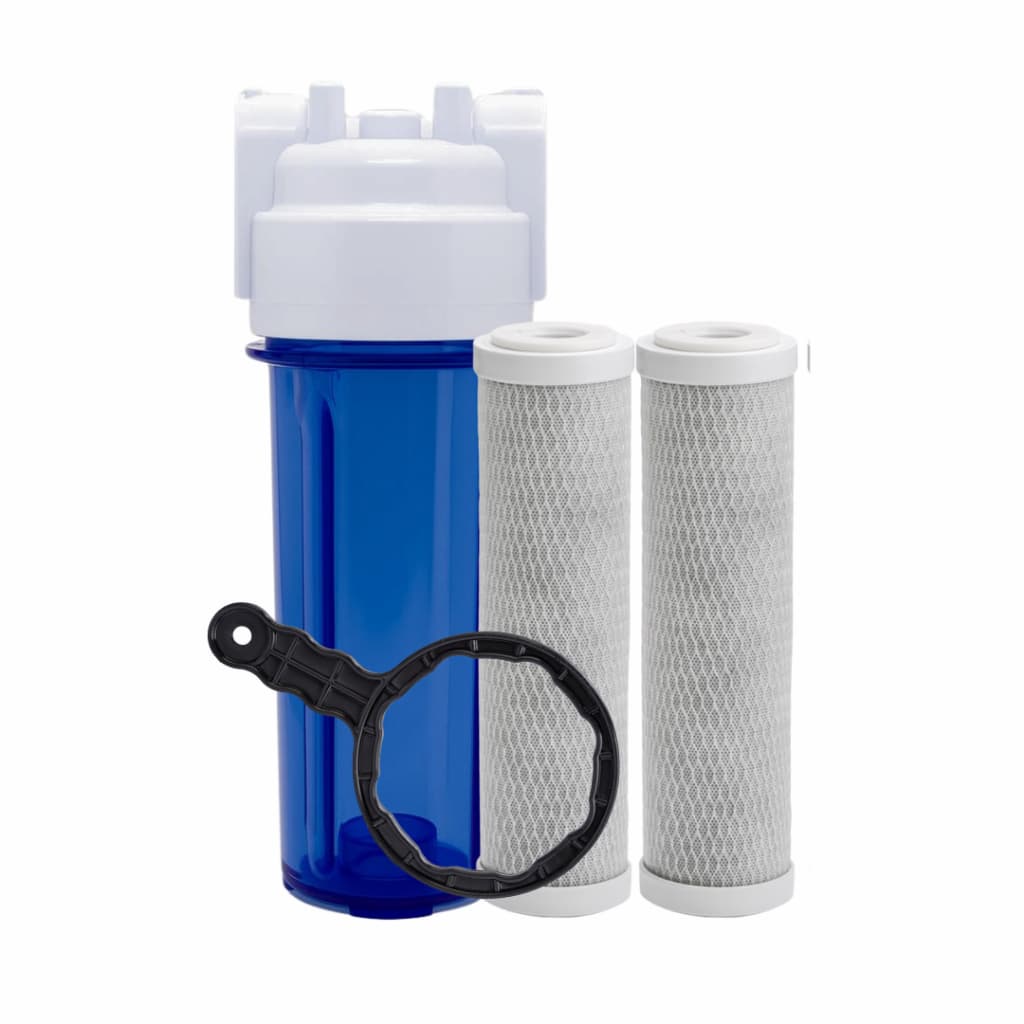 Filtro Cavalete Caixa Dágua Carvão Ativado Prata Coloidal Com 2 Refis de Carvão Ativado + Chave