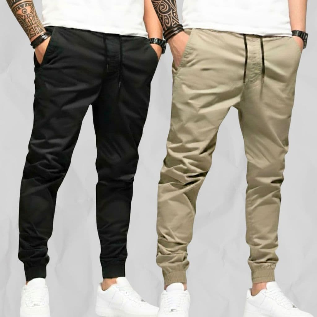 Calça Jogger Camuflada Sarja Masculina Punho Elástico