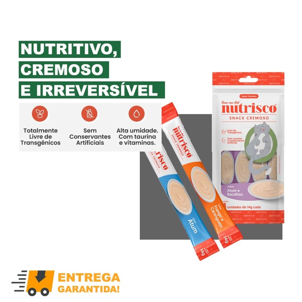 Snack Cremoso Nutrisco para gatos - Petisco como churu-Envio Imediato (Sabores Diversos)