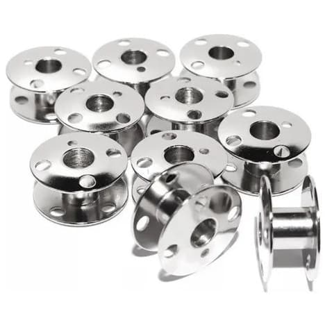 Kit com 10 Bobinas Carretilha Metal BAIXA para Máquina Doméstica - Singer/Elgin/Janome