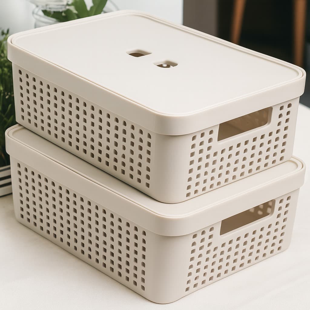Caixa Organizadora com Tampa 11 Litros Cesto Grande em Plástico Resistente