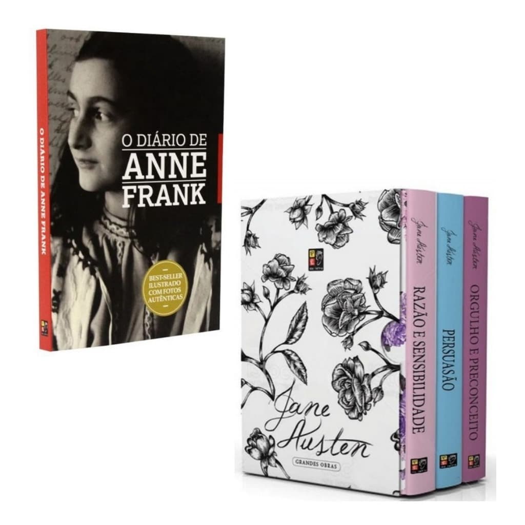 Box Jane Austen + Diário de Anne Frank Kit com 4 livros - Best Sellers!