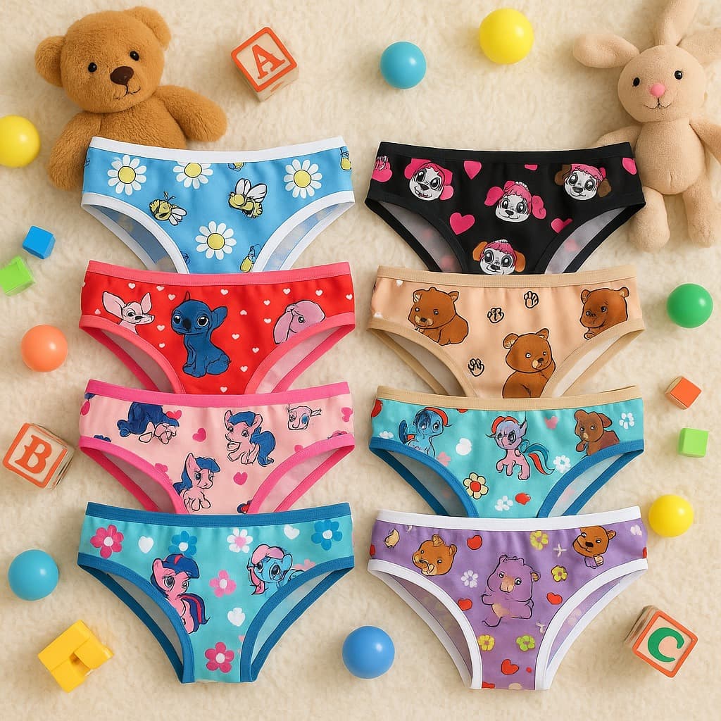 Kit Calcinhas Infantil Com Forro Algodão Estampas Divertidas Delicadas Menina Criança Dia a Dia