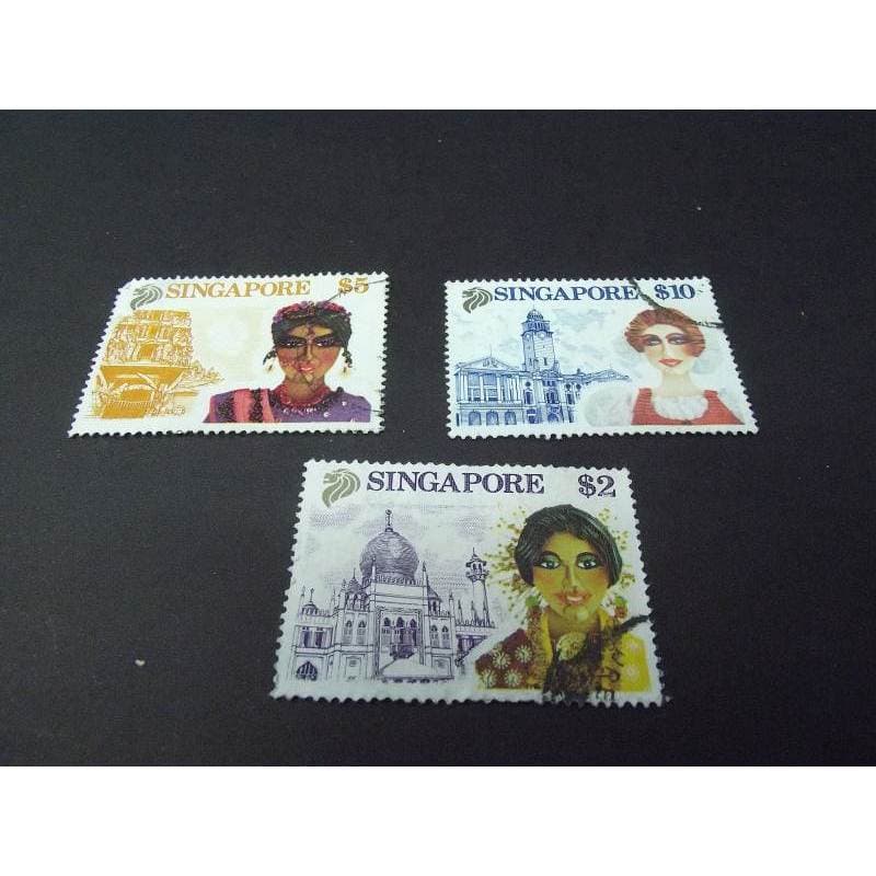 131 série de selos temática prédios singapura