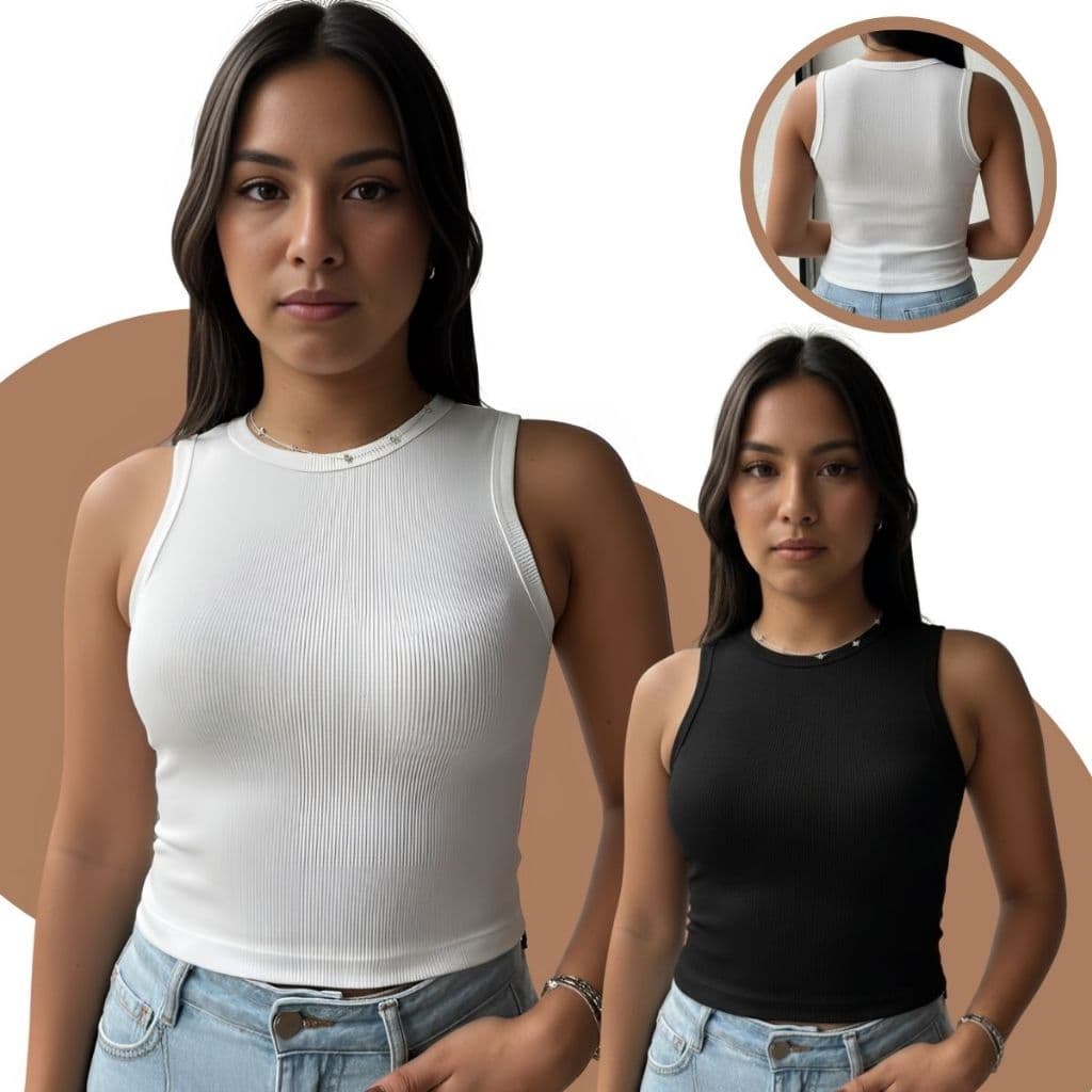 Regata Cropped Canelado Blusinha Nadador Feminina Basico Malha Confortavel