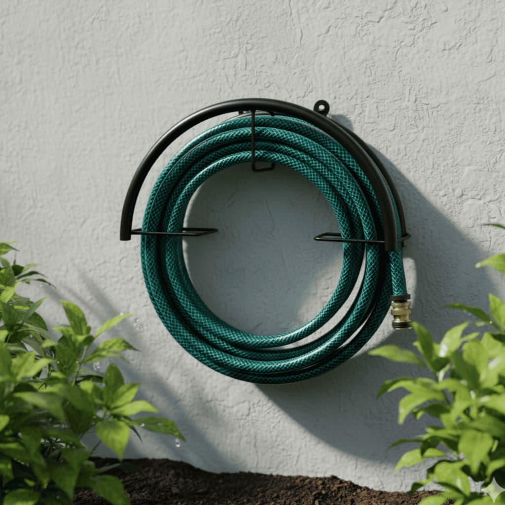 Suporte para Mangueira de Jardim em Aço com Pintura Epóxi e Fixação de Parede