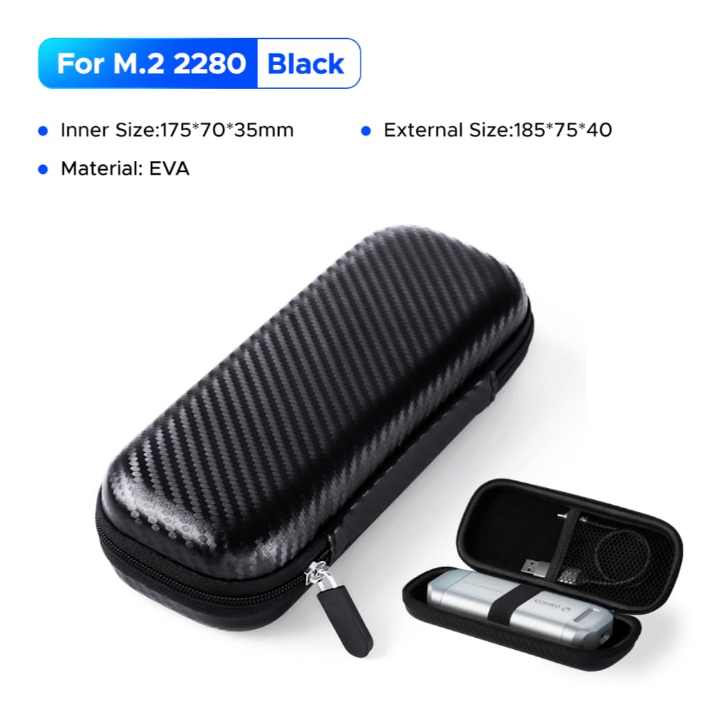 Orico - Case Protetor Para SSD M.2 EVA Antichoque À Prova D’água e Antiestático - 18x7x3,8cm interno
