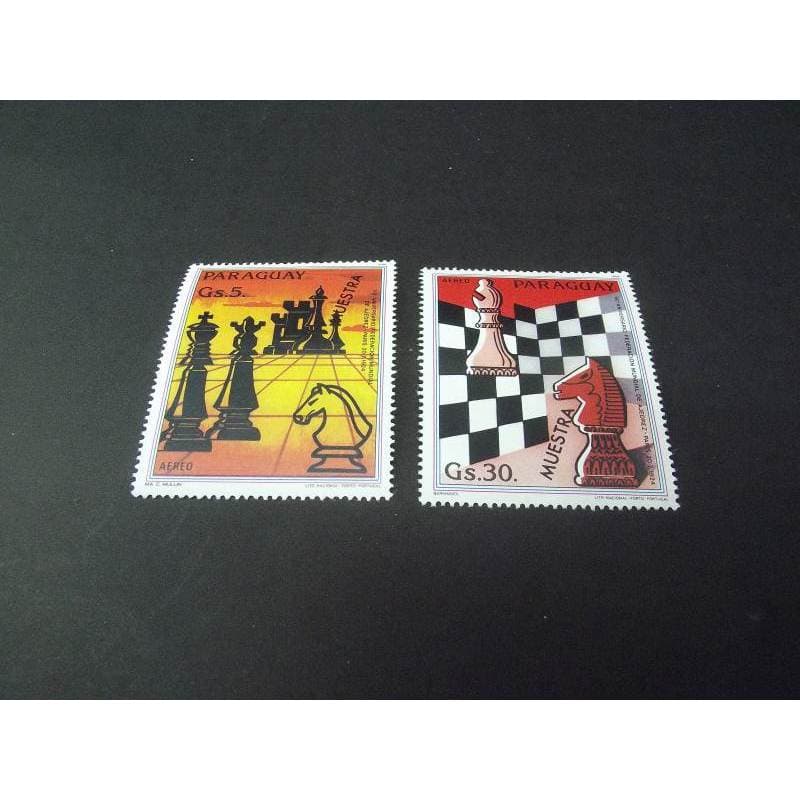 150 série de selos temática xadrez paraguai