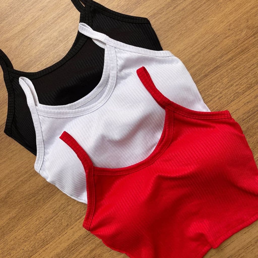 Kit 3 Cropped Feminino com Bojo Top Alcinha
