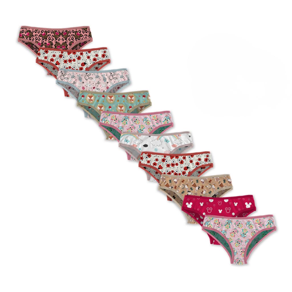Kit 10, 5 Calcinhas Feminina Infantil Tecido Microfibra Com Forro de Algodão Confortável Estampada