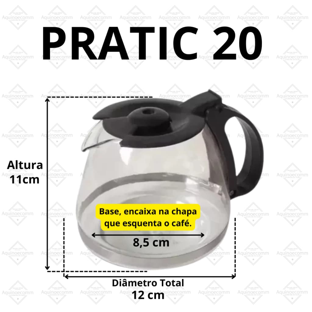 Jarra De Vidro Para Cafeteira Pratic 20 - 20 Cafés/Xícaras Cn-01 (VIDRO RESISTENTE)