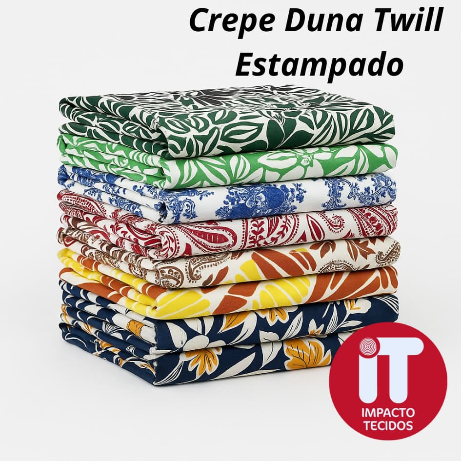 Tecido Crepe Duna Estampado Twill  / Air Flow l Liso Twill 1m x 1,5m