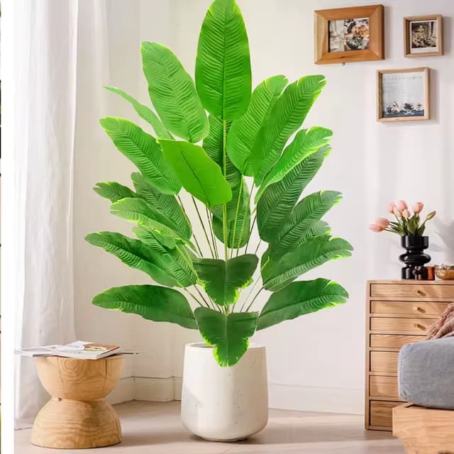 Planta Bananeira Artificial 24 Folhas Decoração Realista para Casa Escritório Loja Arbusto