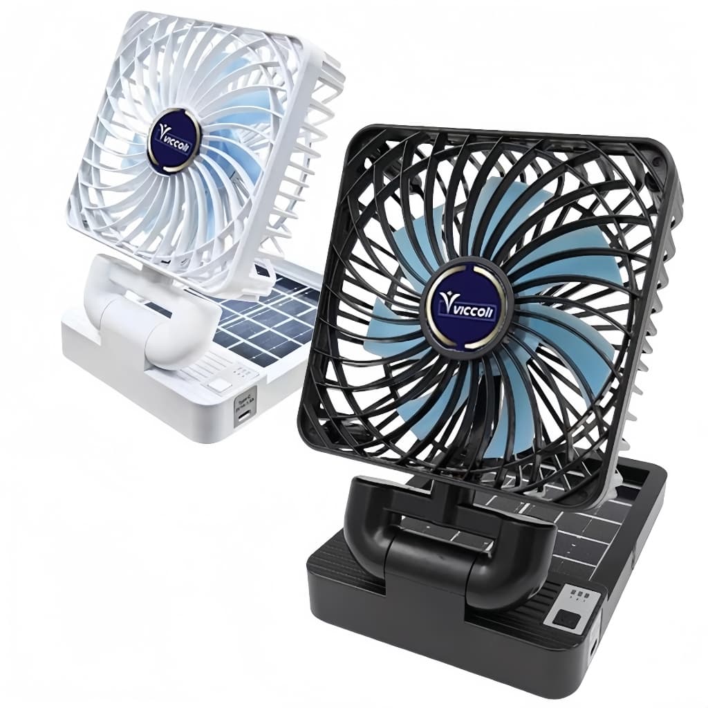Ventilador Portátil Dobrável 3 Velocidades Recarregável Solar USB Casa e Carro