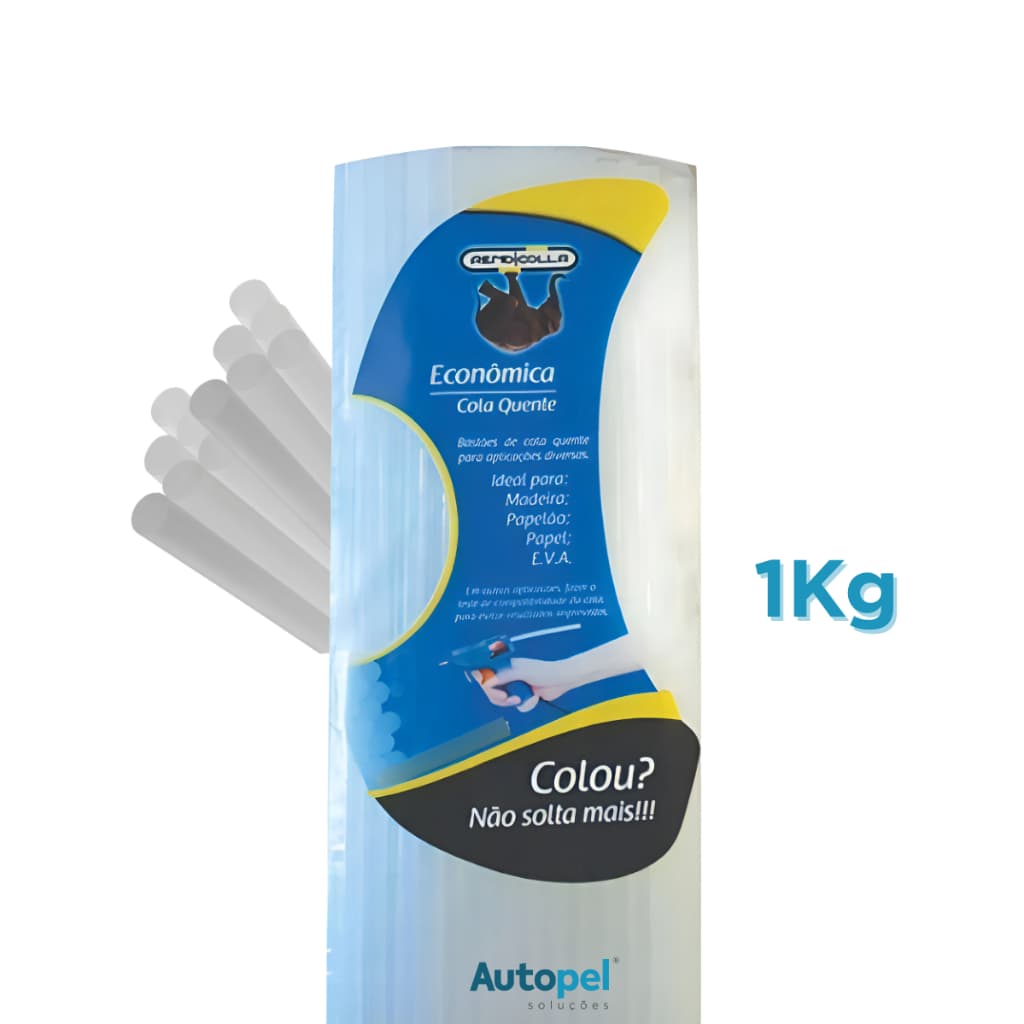 1kg Refil De Cola Quente Tubo Grosso  Semi Transparente Alta Aderência Profissional
