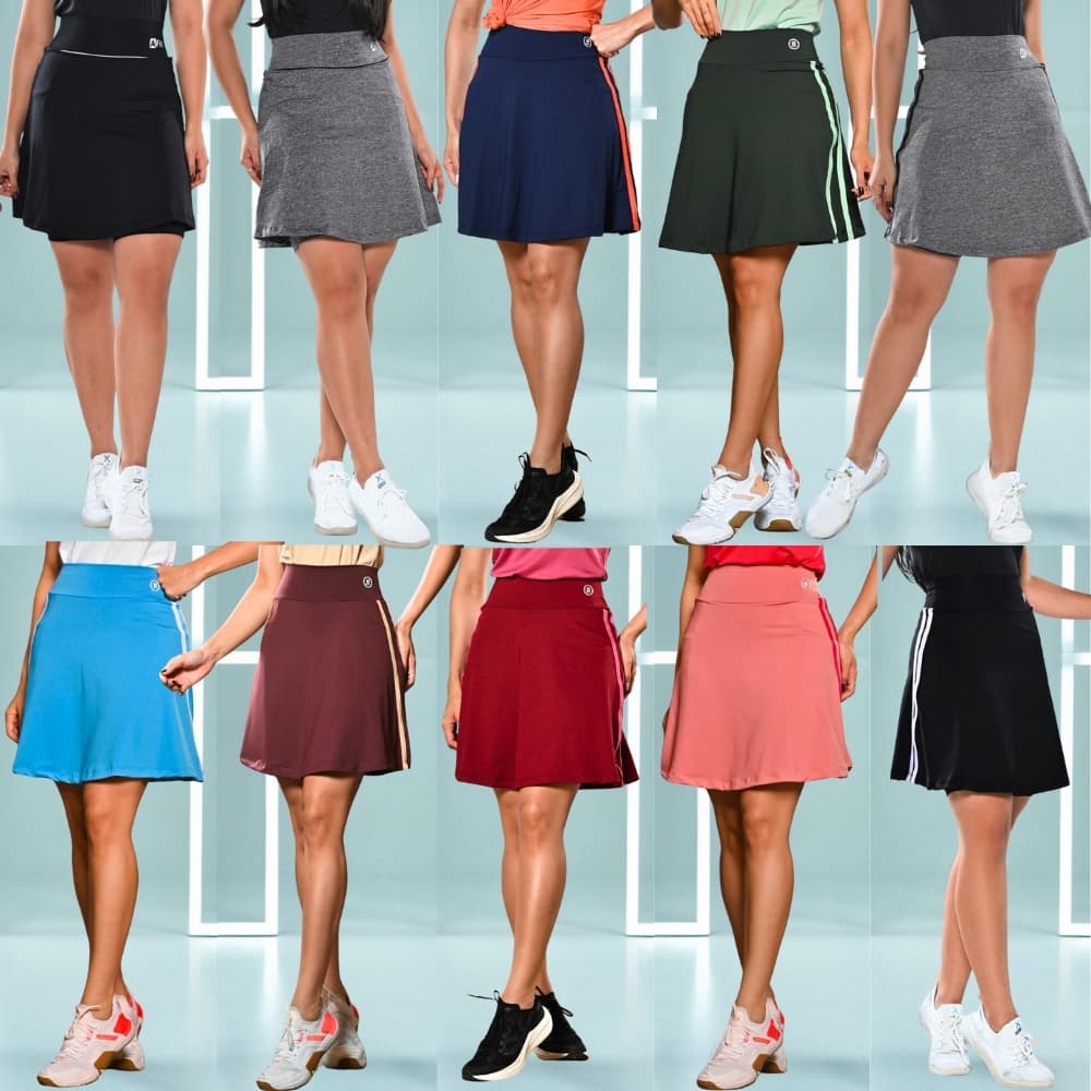Saia Fitness Moda Evangélica com Short Embutido Diversas Cores Academia caminhada beach tennis