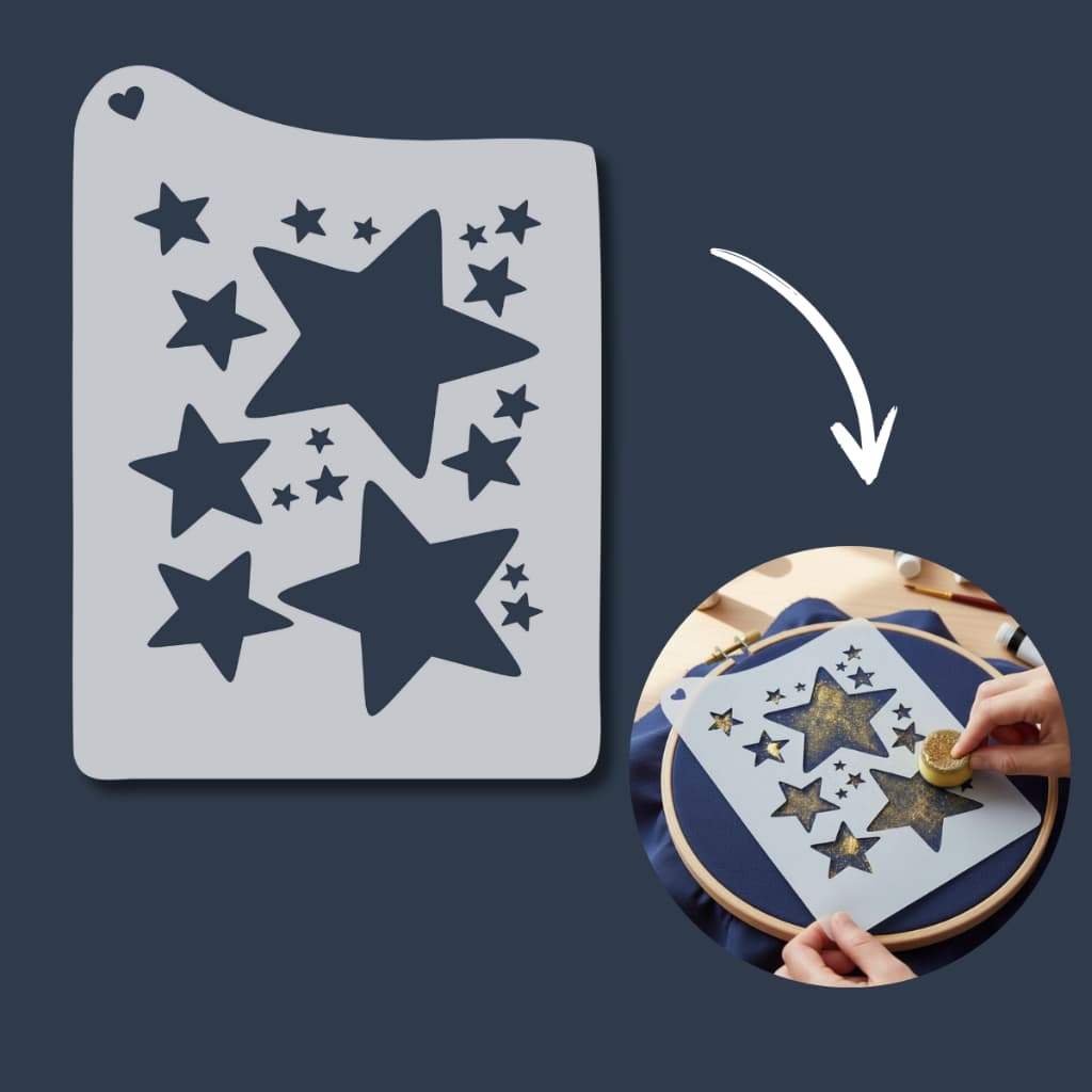 Stencil Estrelas Molde Vazado para Pintura Artística em Tecido, Pano, Mdf, Artesanato, Decoração